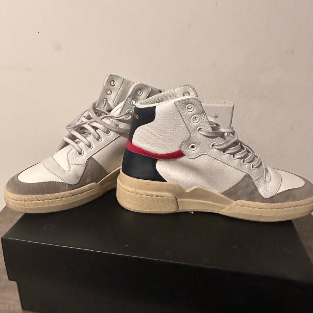 SAINT LAURENT SL/24 CANVAS & LEATHER HIGH-TOP SNEAKER - Picture 6 of 9
